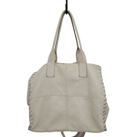 Laura Di Maggio Leather Convertible Tote Crossbody Off White Bone XL Tassel - Picture 13 of 17